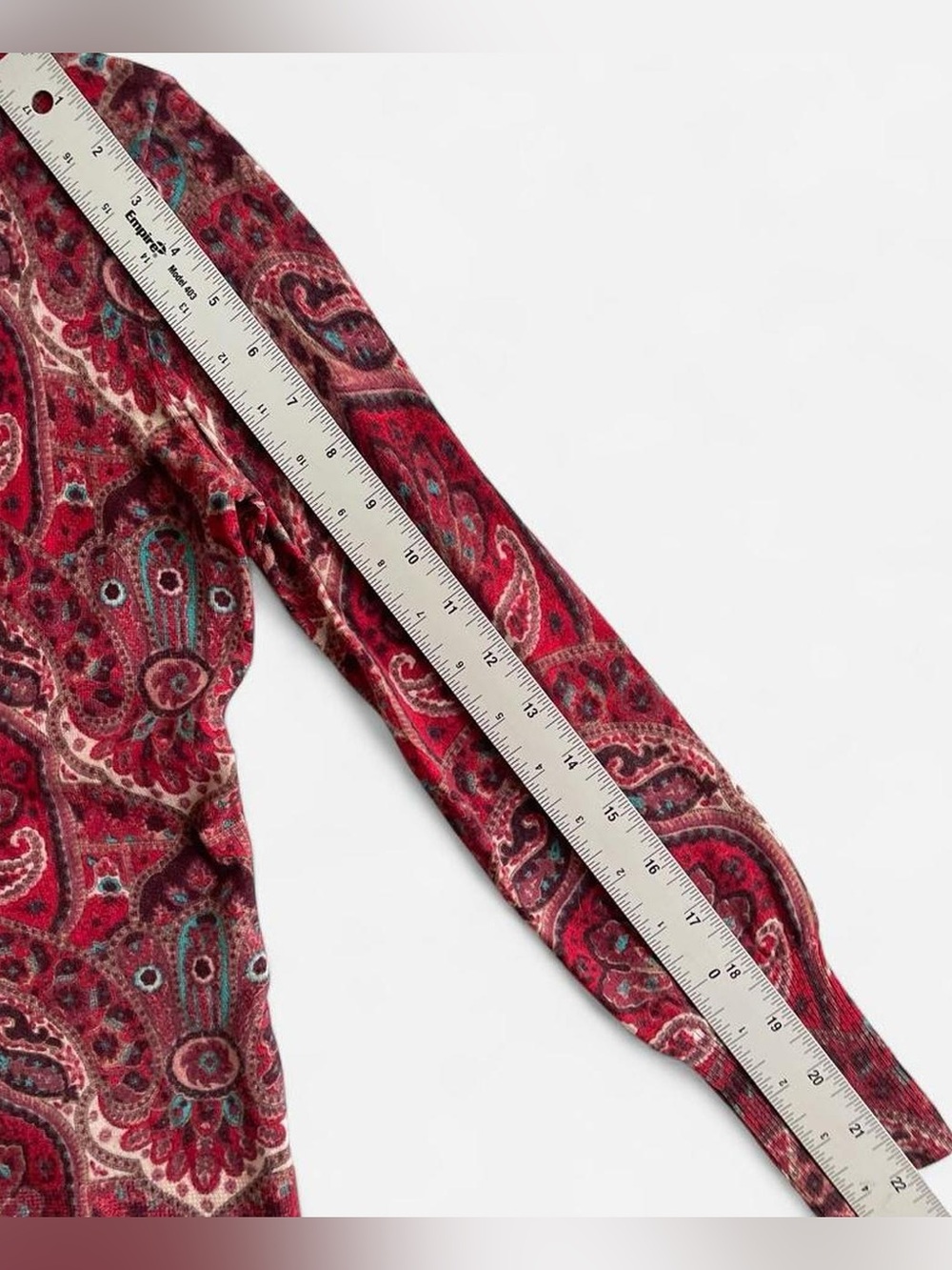 Talbots Petites Red Paisley Pure Merino Wool Lightweight Sweater - Picture 4 of 7
